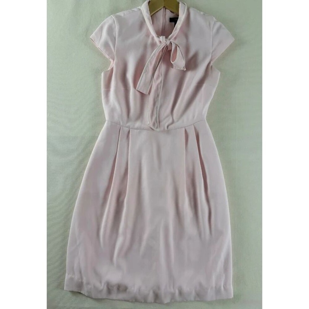 J.Crew Carly Pink Bow Tie Dress Size 2 Contrast Piping
